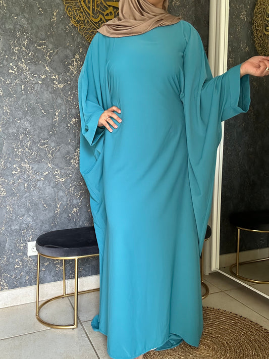 Robe manche papillon avec taille marquée ALYA Bleu